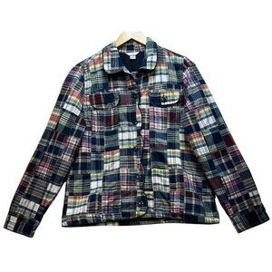 Christopher & Banks Women's Button Front Blazer Jacket Size M Multi Madras Plaid